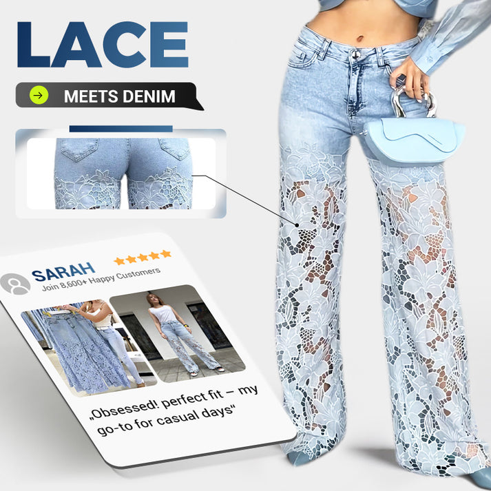 ⏳Time-Limited Special⏰ Fashion Lace Patchwork Denim Jeans 👖✨💃