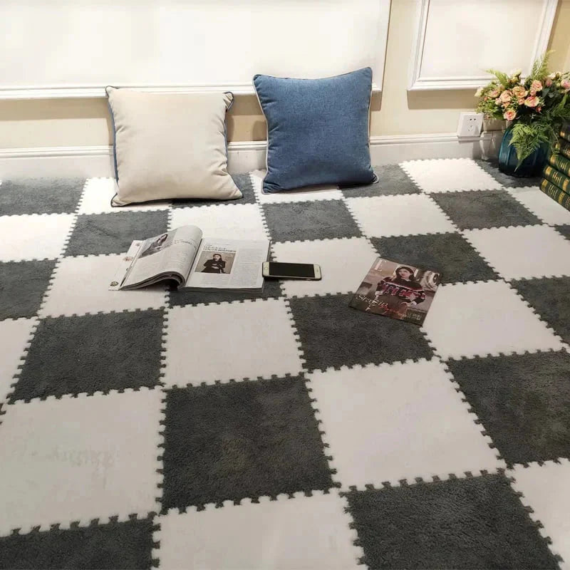 🧩 ComfyMat – Modular Velvet Mats 🛋️✨ Non-Slip, Easy to Clean & Ultra Soft (Pack of 6)!