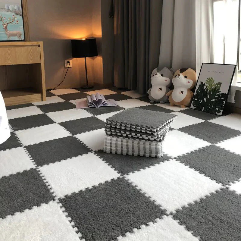 🧩 ComfyMat – Modular Velvet Mats 🛋️✨ Non-Slip, Easy to Clean & Ultra Soft (Pack of 6)!
