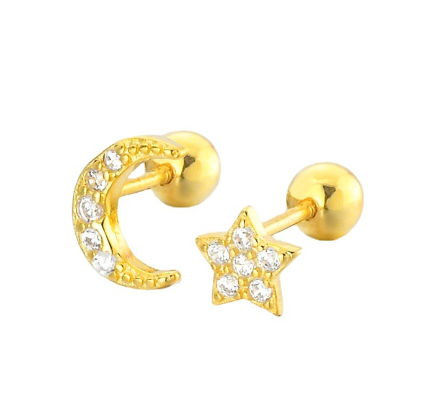 Yohonor Silver Star Moon Earrings
