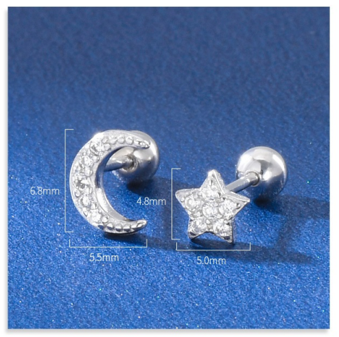 Yohonor Silver Star Moon Earrings