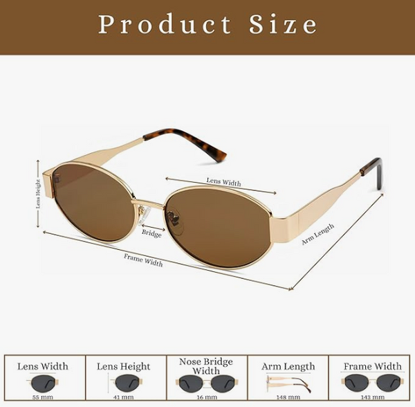 🔥HOT SALE | Bollywood Gold Retro Oval Sunglasses