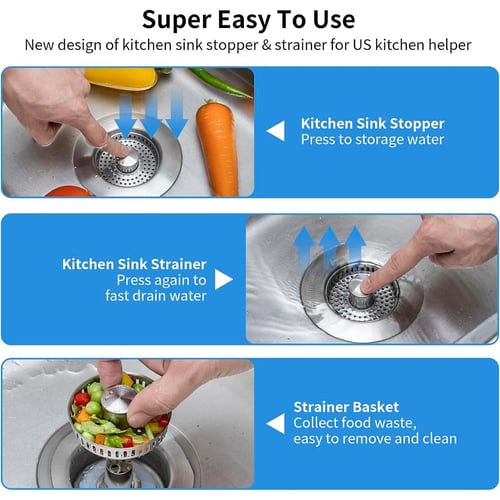 đ„HOT SALE | 3-in-1 Stainless Steel Sink Drain Strainer