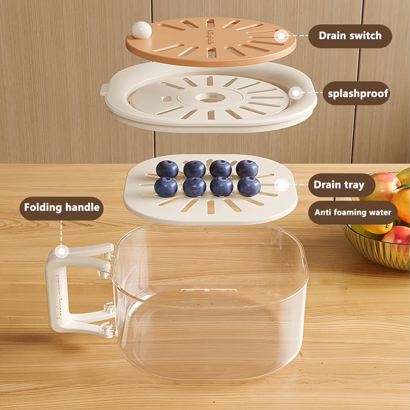 🍓Fruit Washing Bowl🍇 – Drain & Rinse with Ease 🥝🌀