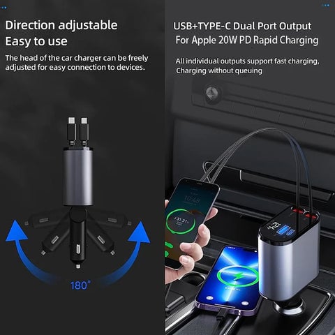 ⏰Hot sale 49% Off -- Fast Charge Retractable Car Charger
