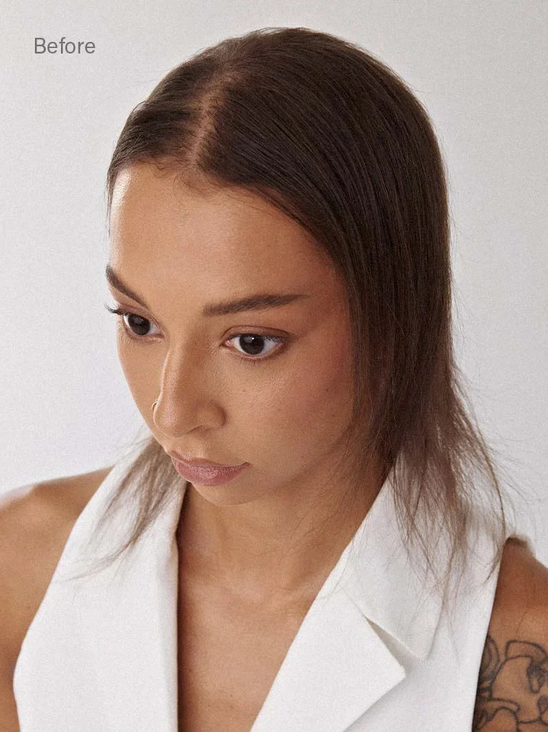 Mini Scalp Topper – Adjustable length 100% human hair wig piece-Cover bald or gray hair