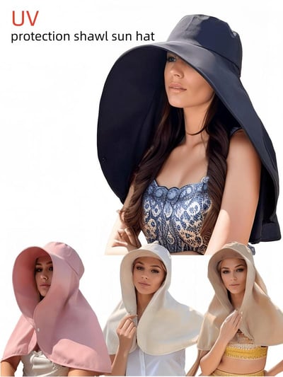 👒 Full Face Sun Protection Hat 🌞 Wide Brim with Shawl for 360° UV Coverage & Style! 🧣✨