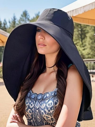 👒 Full Face Sun Protection Hat 🌞 Wide Brim with Shawl for 360° UV Coverage & Style! 🧣✨