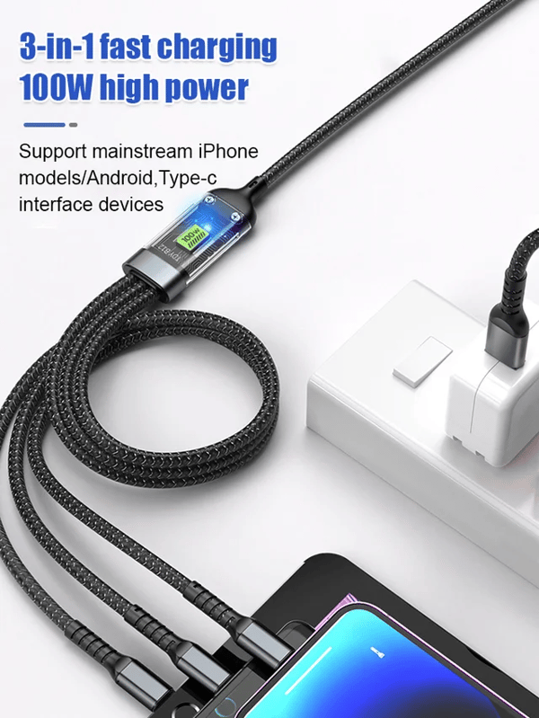 π LAST DAY PROMOTION - 50%OFFπ Transparent Luminous Super Fast Charging 3-in-1 Data Cable