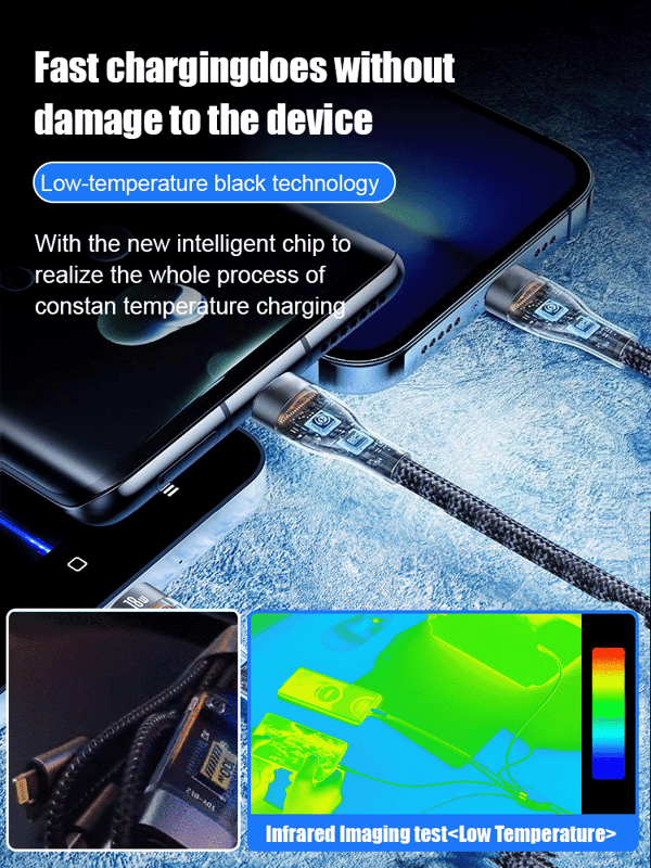 π LAST DAY PROMOTION - 50%OFFπ Transparent Luminous Super Fast Charging 3-in-1 Data Cable