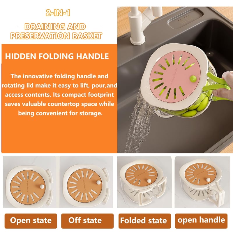 🍓Fruit Washing Bowl🍇 – Drain & Rinse with Ease 🥝🌀