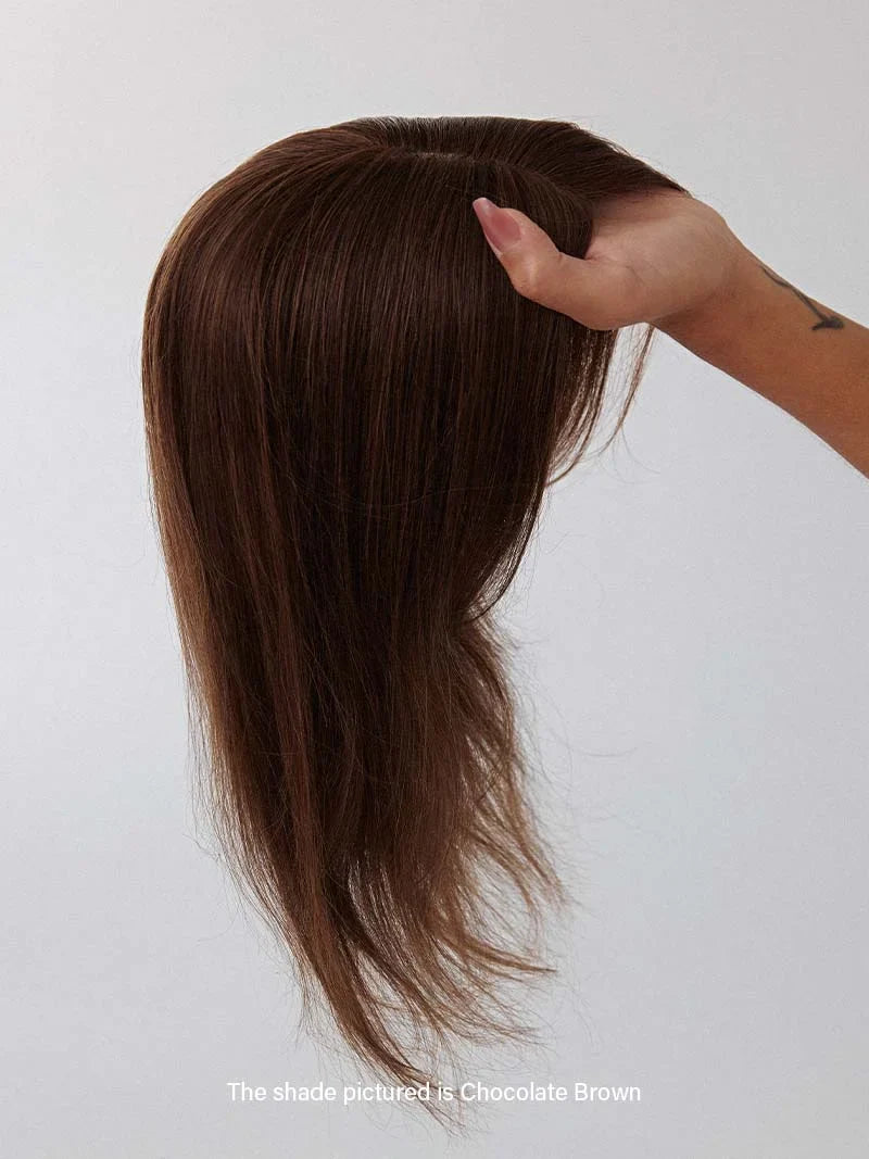 Mini Scalp Topper – Adjustable length 100% human hair wig piece-Cover bald or gray hair