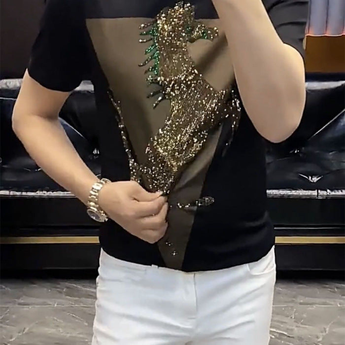 Summer Ice Silk Rhinestone Short Sleeves
