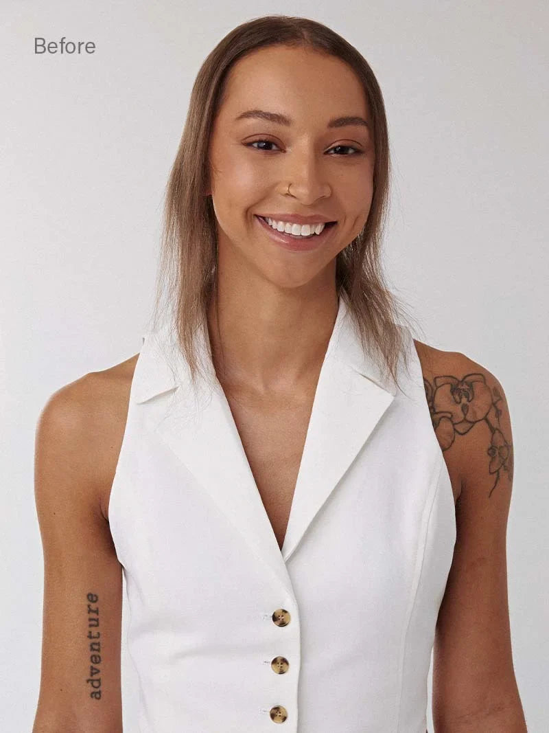 Mini Scalp Topper – Adjustable length 100% human hair wig piece-Cover bald or gray hair
