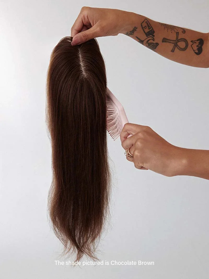 Mini Scalp Topper – Adjustable length 100% human hair wig piece-Cover bald or gray hair