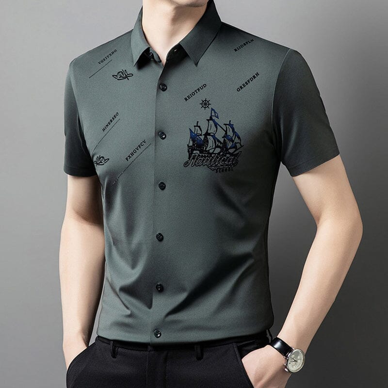 π₯ Men's Short Sleeve Button-Down Shirt π Stylish, Breathable & Perfect for Business or Casual Wear!