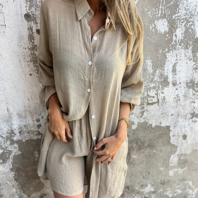 Women's casual shirt + shorts two-piece gift
