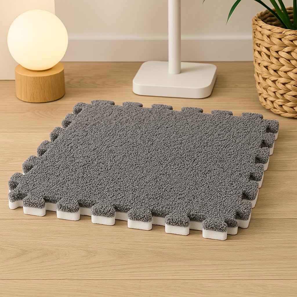 🧩 ComfyMat – Modular Velvet Mats 🛋️✨ Non-Slip, Easy to Clean & Ultra Soft (Pack of 6)!