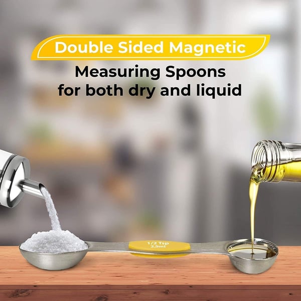 🥄 Stainless Steel Magnetic Measuring Spoons Set 🧲✨ Precise, Neat & Easy to Store!
