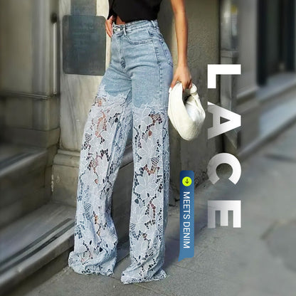 ⏳Time-Limited Special⏰ Fashion Lace Patchwork Denim Jeans 👖✨💃