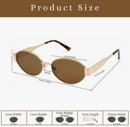 🔥HOT SALE | Bollywood Gold Retro Oval Sunglasses