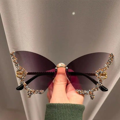 🦋✨ Glam Fly Crystal Butterfly Wing Sunglasses 😎💎 | Sparkle in Style with a Magical Touch! 🌈🕶️