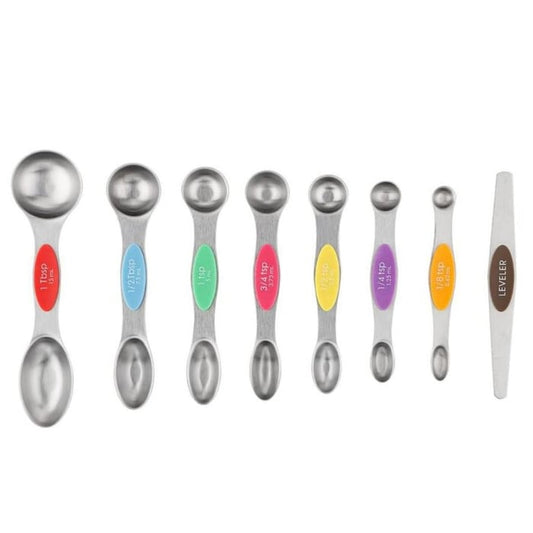 🥄 Stainless Steel Magnetic Measuring Spoons Set 🧲✨ Precise, Neat & Easy to Store!
