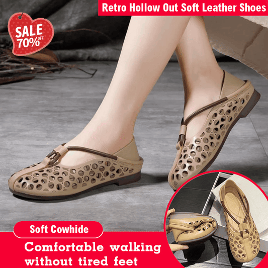 👠 Retro Hollow-Out Soft Leather Women's Shoes 🌸✨ Stylish Comfort with a Vintage Touch!