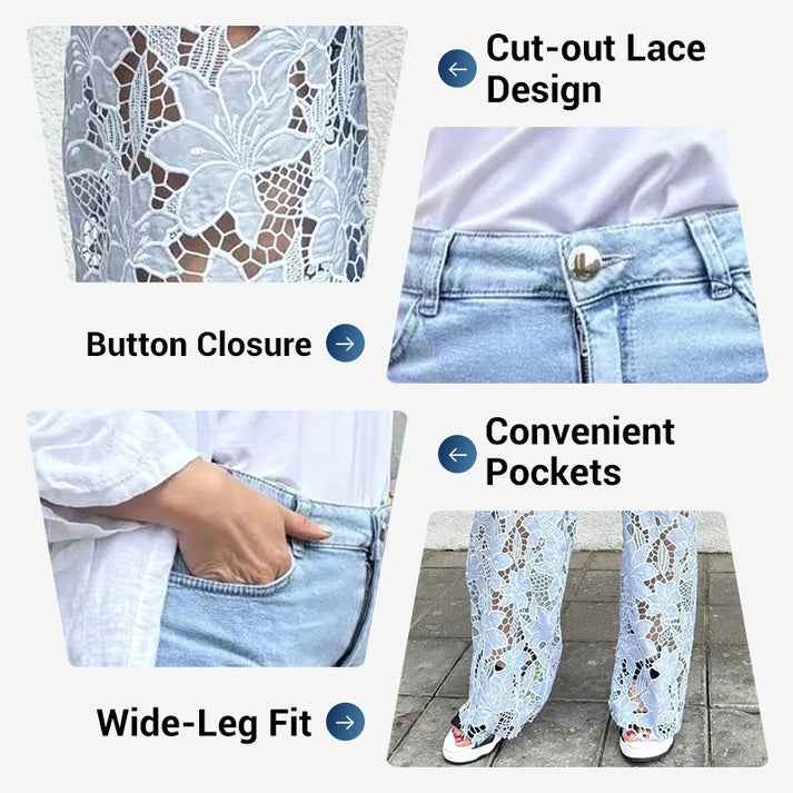 ⏳Time-Limited Special⏰ Fashion Lace Patchwork Denim Jeans 👖✨💃