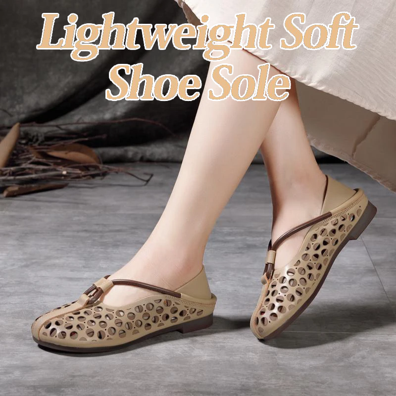 👠 Retro Hollow-Out Soft Leather Women's Shoes 🌸✨ Stylish Comfort with a Vintage Touch!