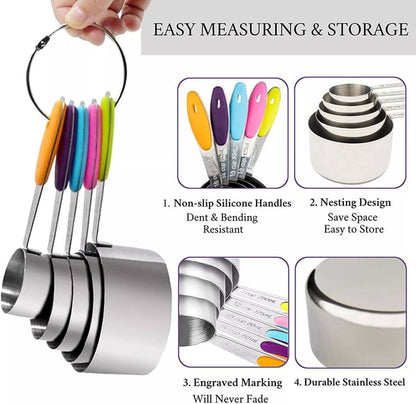 🥄 Stainless Steel Magnetic Measuring Spoons Set 🧲✨ Precise, Neat & Easy to Store!