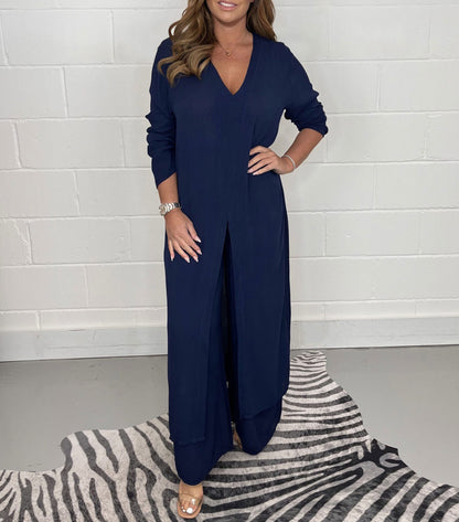 🔥HOT SALE | V-neck Slit Casual Two-piece Set Fashion Trends