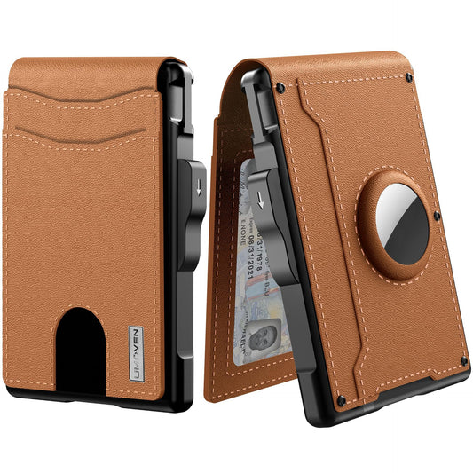 🔥Wallet for Men - with Pop Up Aluminum Case Money Clip Slim Leather Slots Credit Card Holder RFID Blocking Bifold Minimalist Wallet