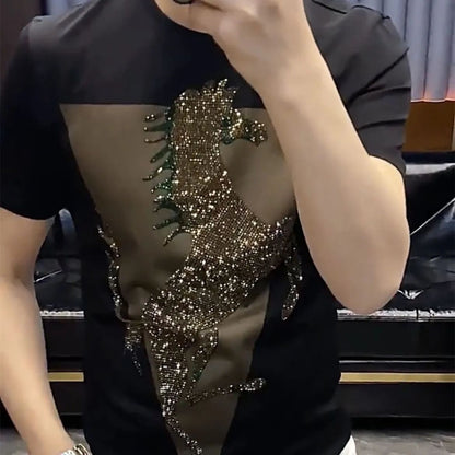 Summer Ice Silk Rhinestone Short Sleeves