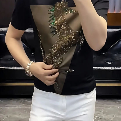 Summer Ice Silk Rhinestone Short Sleeves