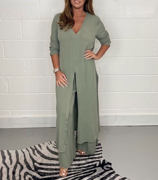 🔥HOT SALE | V-neck Slit Casual Two-piece Set Fashion Trends