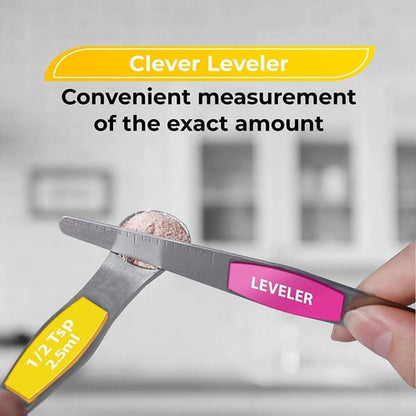 🥄 Stainless Steel Magnetic Measuring Spoons Set 🧲✨ Precise, Neat & Easy to Store!