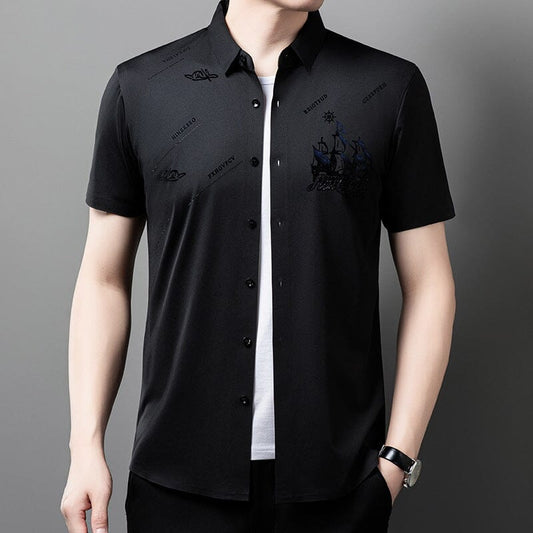 🔥 Men's Short Sleeve Button-Down Shirt 👔 Stylish, Breathable & Perfect for Business or Casual Wear!