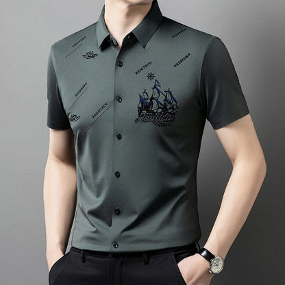 🔥 Men's Short Sleeve Button-Down Shirt 👔 Stylish, Breathable & Perfect for Business or Casual Wear!