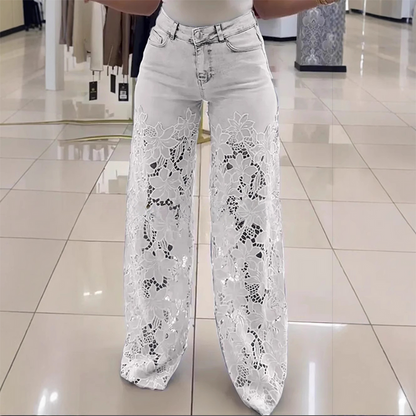 ⏳Time-Limited Special⏰ Fashion Lace Patchwork Denim Jeans 👖✨💃