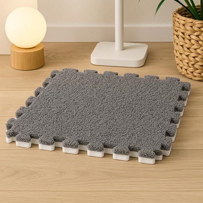 🧩 ComfyMat – Modular Velvet Mats 🛋️✨ Non-Slip, Easy to Clean & Ultra Soft (Pack of 6)!